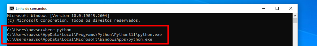 descobrindo versões de python pela linha de comando