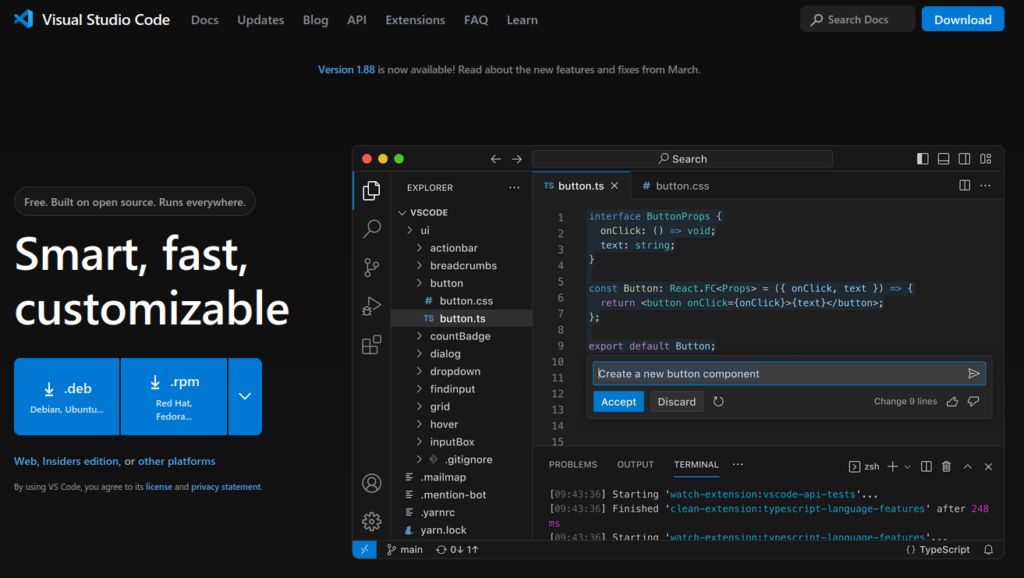 Página de Download do VS Code.