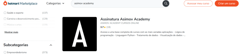 Asimov Academy na Hotmart