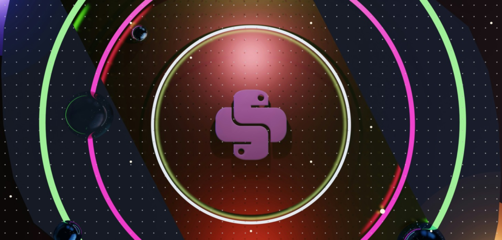 Logo python com círculos neaon