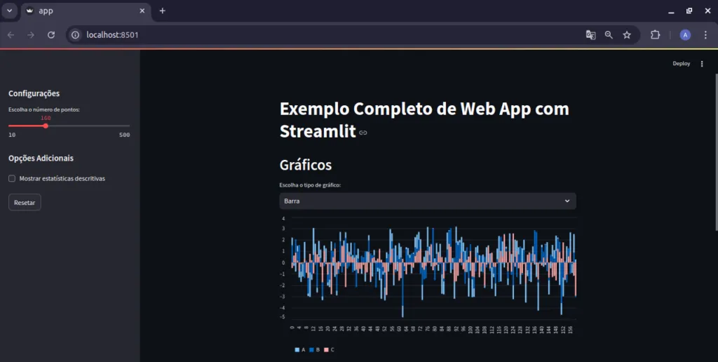 Exemplo completo de web app com streamlit