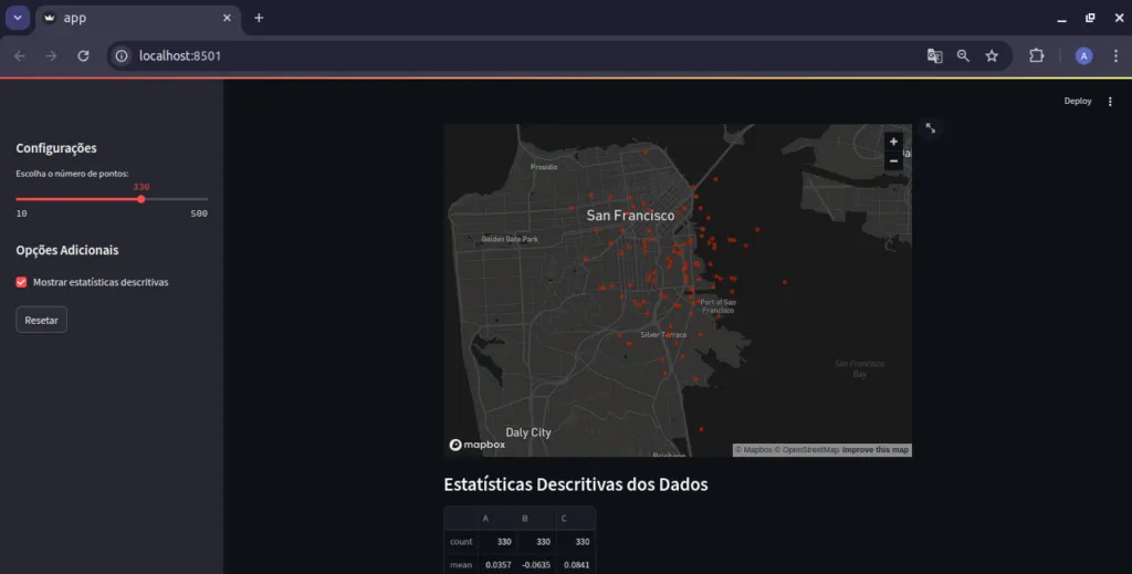 Exibição de mapa em web app