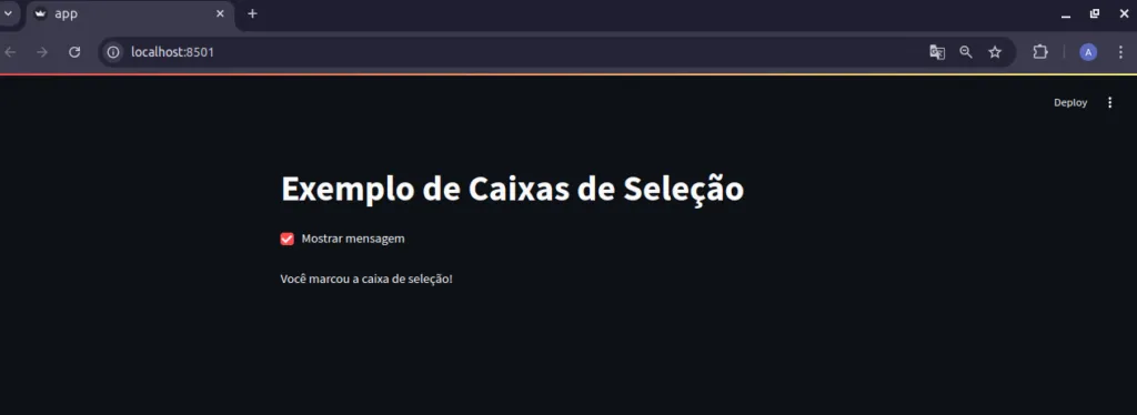 Exemplo do widget caixa de seleção