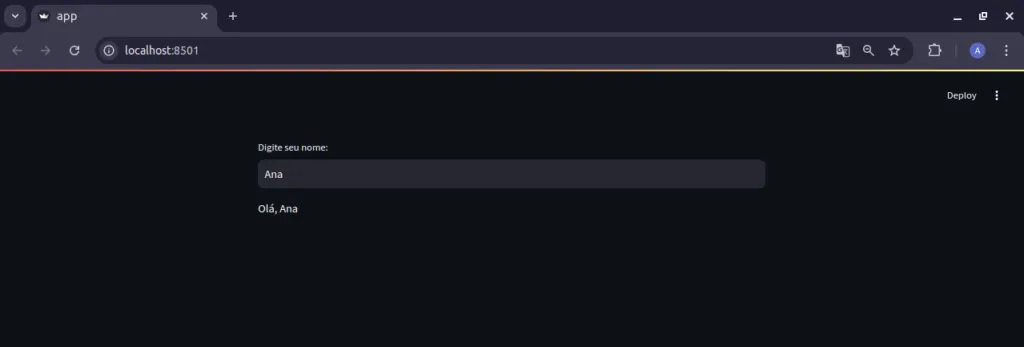 Exemplo de entrada de texto no streamlit
