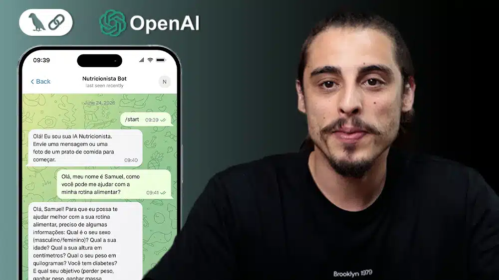 Capa do Crie um Bot Nutricionista com Inteligência Artificial no Telegram - Asimov Academy