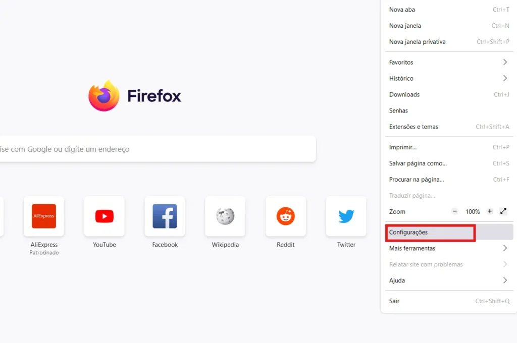 firefox configuração para limpar cookies