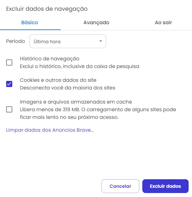 google configuração para limpar cookies 