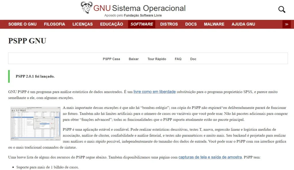 Programa para análise de regressão linear PSPP GNU