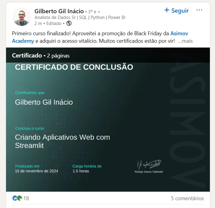 Certificados da  Asimov Academy