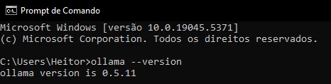 Comando no cmd do Windows para ver versão do Ollama