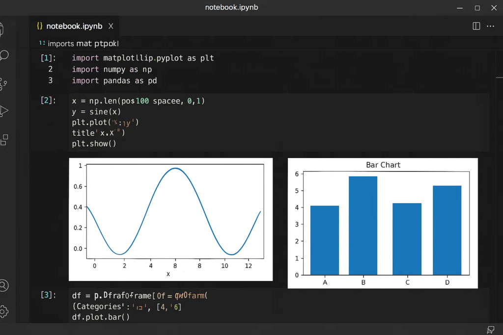 Notebook Jupyter com visualização de gráficos e análise de dados