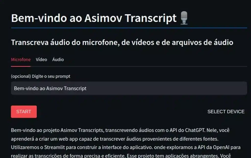 transcrever audio em texto