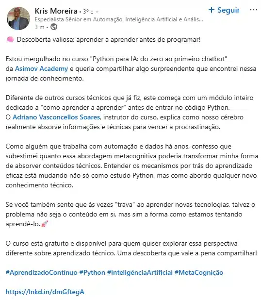 Como aprender python segundo depoimentos de alunos