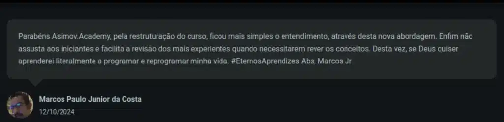 Aprender Python depoimento