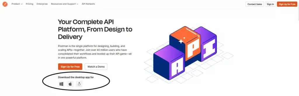 Home do site oficial do Postman