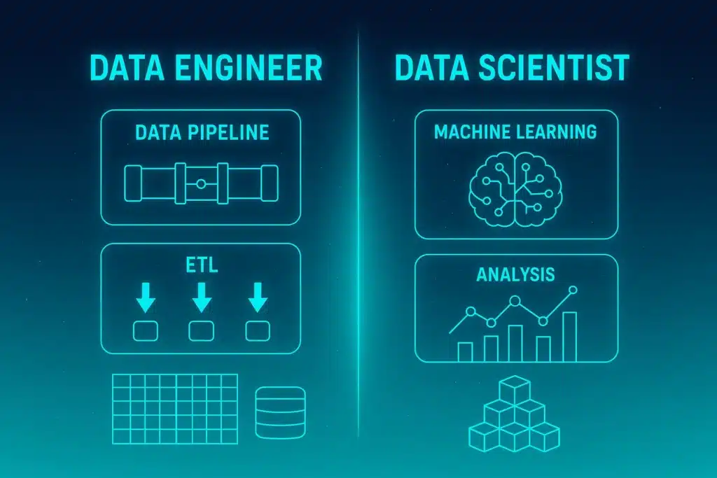Diferenças entre engenheiro de dados e cientista de dados.
