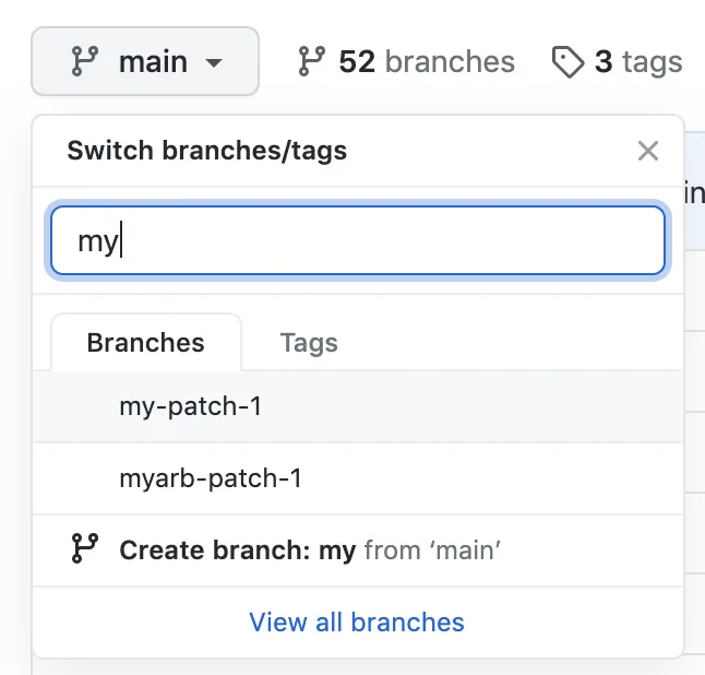 Branch GitHub pull request