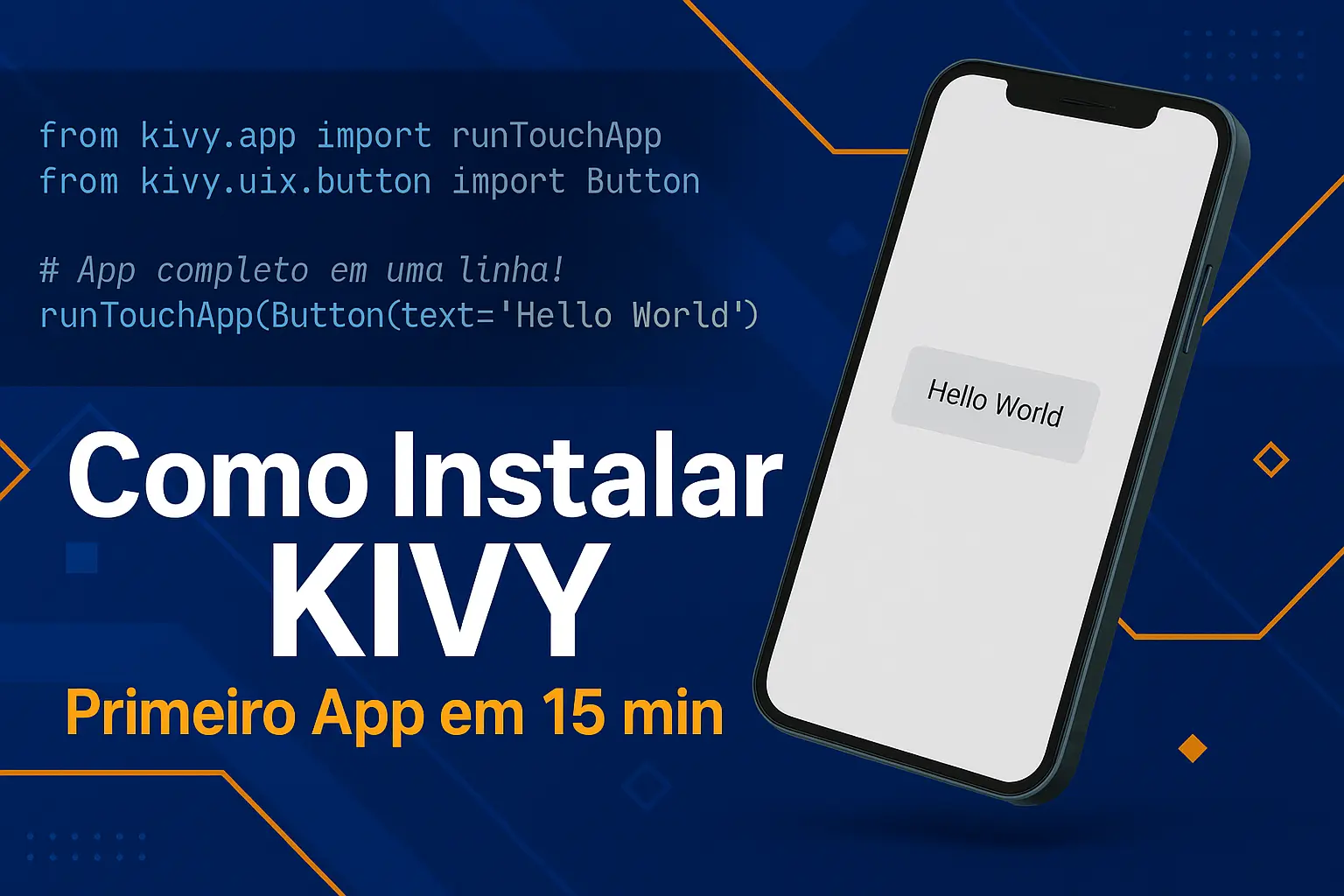 Thumbnail do tutorial Kivy mostrando código Python e interfaces de app