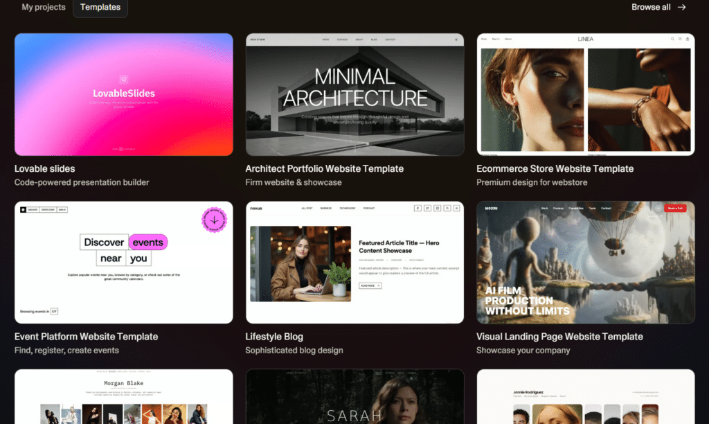 templates lovable AI