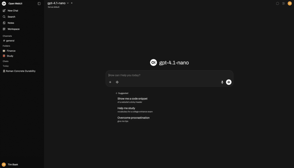 Interface do OpenWebUI