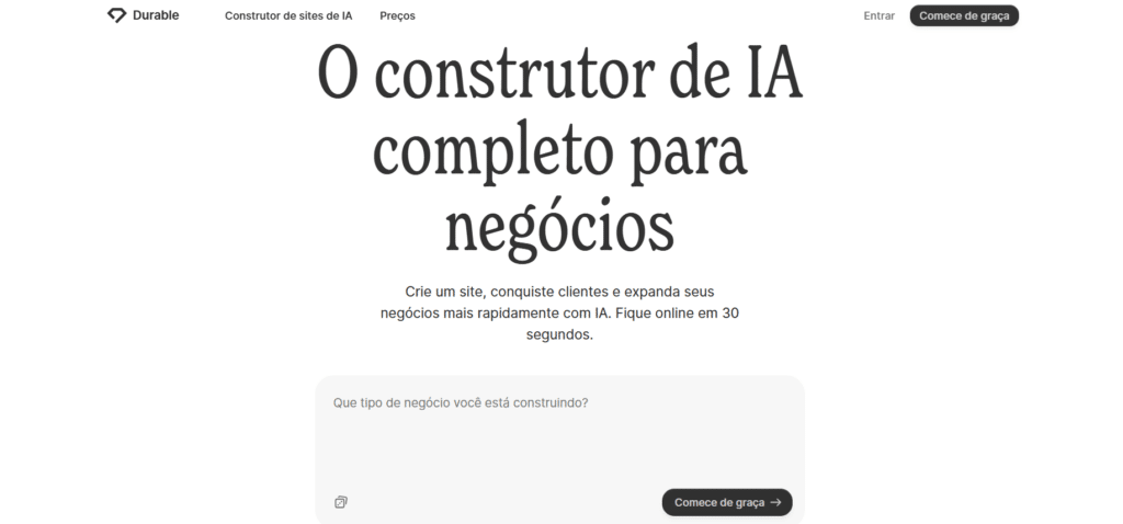 IA para criar site: durable