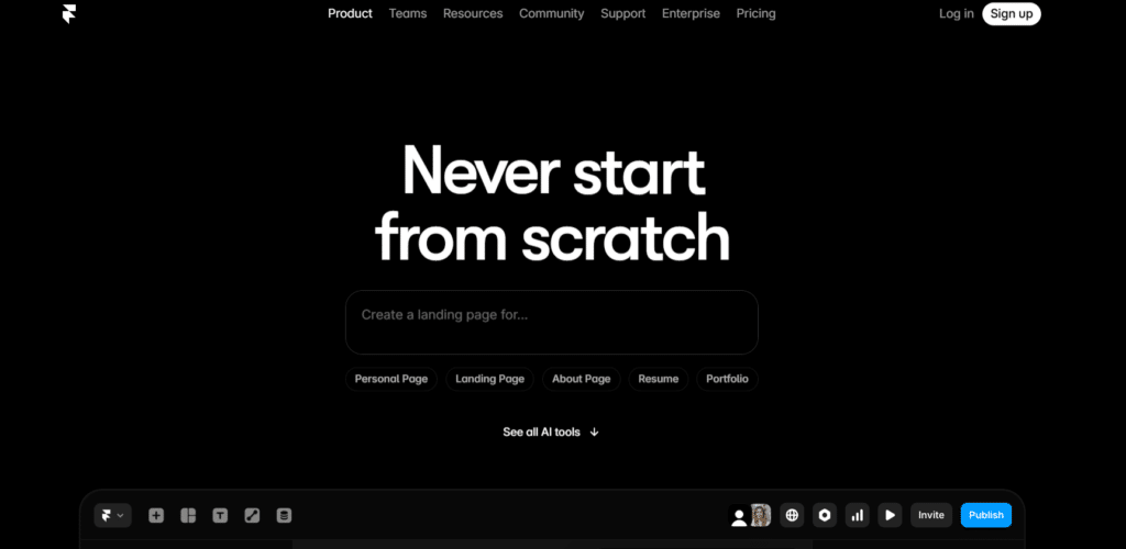 IA para criar site: framer AI