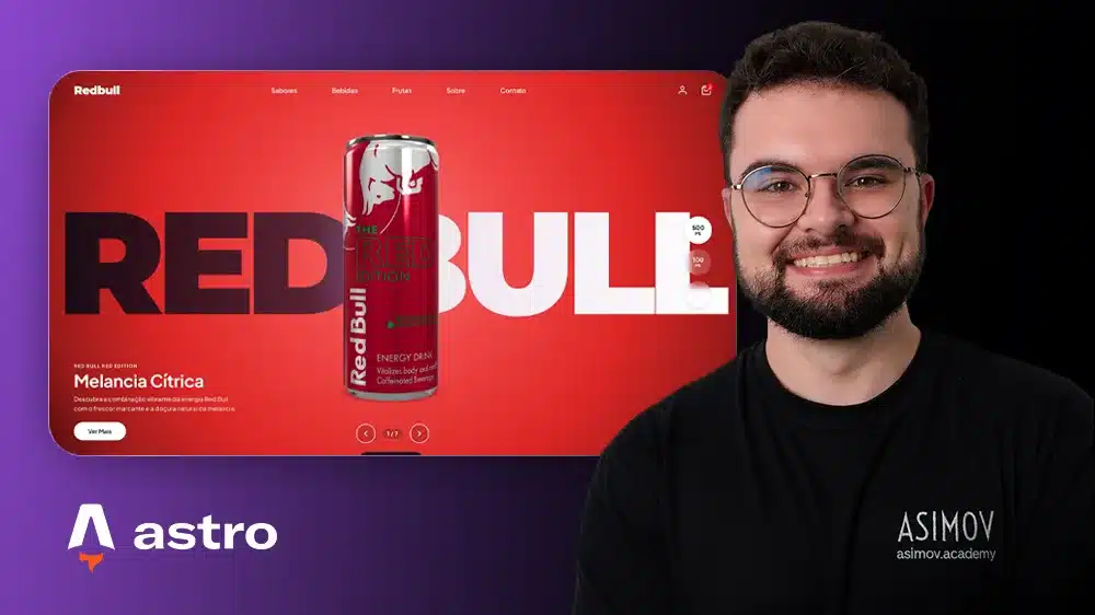 Capa do projeto Site 3D do Redbull com Three.js e GSAP - Asimov Academy